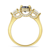 Three Stone Round Hidden Halo Trellis Ring