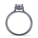 Pear Teardrop Halo Solitaire Ring