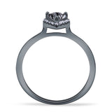 Pear Teardrop Halo Solitaire Ring