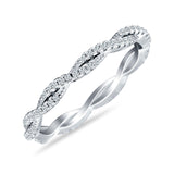 Full Eternity Twisted Ring Cubic Zirconia 925 Sterling Silver
