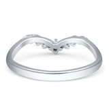 Half Eternity Cubic Zirconia Chevron Ring Wedding Band 925 Sterling Silver