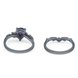 Two Piece Pear Natural Stone Chevron Ring