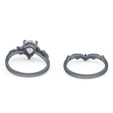 Two Piece Pear Natural Stone Chevron Ring