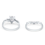 Two Piece Pear Natural Stone Chevron Ring