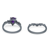 Two Piece Pear Natural Stone Chevron Ring