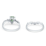 Two Piece Pear Natural Stone Chevron Ring