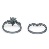 Two Piece Pear Natural Stone Chevron Ring