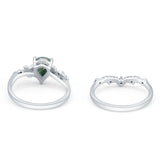 Two Piece Pear Natural Stone Chevron Ring