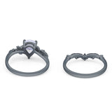 Two Piece Pear Natural Stone Chevron Ring
