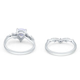 Two Piece Pear Natural Stone Chevron Ring