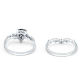 Two Piece Pear Natural Stone Chevron Ring