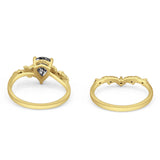 Two Piece Pear Natural Stone Chevron Ring