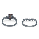 Two Piece Pear Natural Stone Chevron Ring