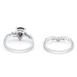 Two Piece Pear Natural Stone Chevron Ring