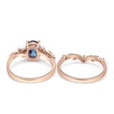 Two Piece Oval Natural Stone Chevron Rings