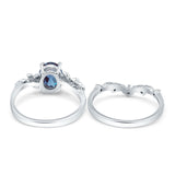 Two Piece Oval Natural Stone Chevron Rings