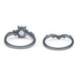 Two Piece Oval Natural Stone Chevron Rings