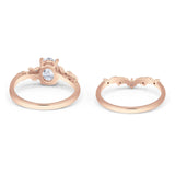 Two Piece Oval Natural Stone Chevron Rings