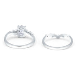 Two Piece Oval Natural Stone Chevron Rings