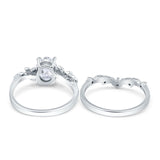 Two Piece Oval Natural Stone Chevron Rings
