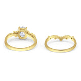 Two Piece Oval Natural Stone Chevron Rings