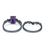 Two Piece Oval Natural Stone Chevron Rings