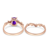 Two Piece Oval Natural Stone Chevron Rings
