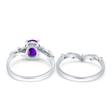 Two Piece Oval Natural Stone Chevron Rings