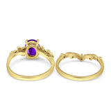 Two Piece Oval Natural Stone Chevron Rings