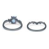 Two Piece Oval Natural Stone Chevron Rings