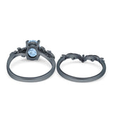 Two Piece Oval Natural Stone Chevron Rings
