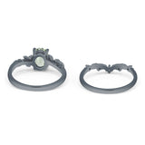 Two Piece Oval Natural Stone Chevron Rings