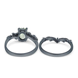 Two Piece Oval Natural Stone Chevron Rings