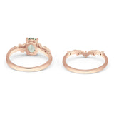 Two Piece Oval Natural Stone Chevron Rings