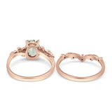 Two Piece Oval Natural Stone Chevron Rings