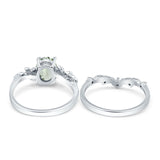 Two Piece Oval Natural Stone Chevron Rings