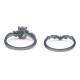 Two Piece Oval Natural Stone Chevron Rings