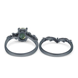 Two Piece Oval Natural Stone Chevron Rings