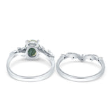 Two Piece Oval Natural Stone Chevron Rings