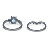 Two Piece Oval Natural Stone Chevron Rings