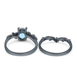 Two Piece Oval Natural Stone Chevron Rings