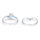 Two Piece Oval Natural Stone Chevron Rings