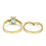 Two Piece Oval Natural Stone Chevron Rings