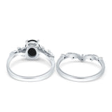 Two Piece Oval Natural Stone Chevron Rings