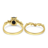 Two Piece Oval Natural Stone Chevron Rings