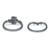 Two Piece Oval Natural Stone Chevron Rings