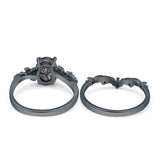 Two Piece Oval Natural Stone Chevron Rings