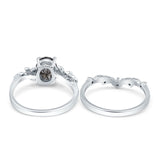Two Piece Oval Natural Stone Chevron Rings