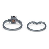 Two Piece Oval Natural Stone Chevron Rings