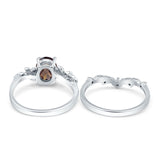 Two Piece Oval Natural Stone Chevron Rings